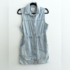NWOT Light Blue Denim Sleeveless collared Mini Dress
